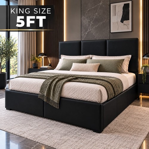 5ft king bed - grey, ottoman
