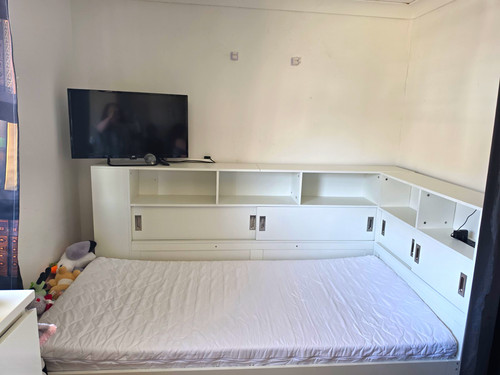 White wood double - bed, frame