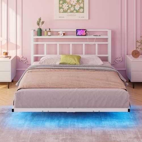 King metal floating - king, bed