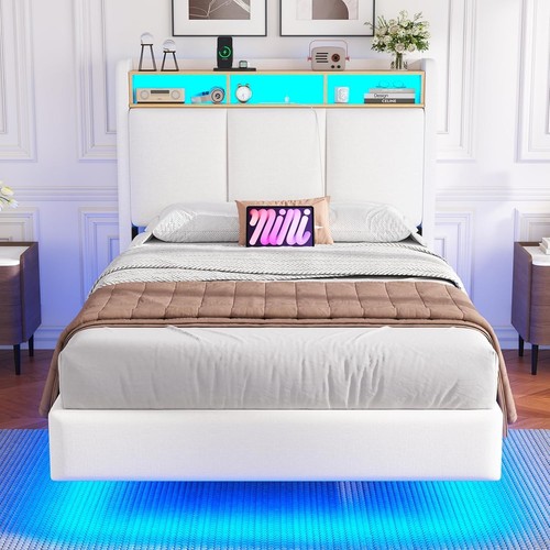 Floating single bed frame with - floating,