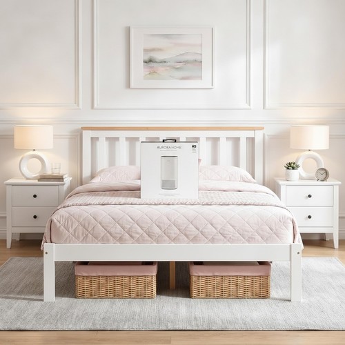 Solid pine wood double bed - solid,