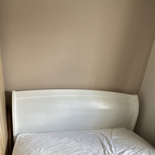 White wooden double bed - white, frame