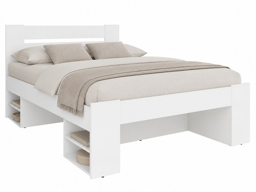 Double storage bed frame - double, white