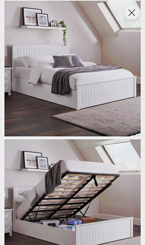 White double ottoman storage - double,