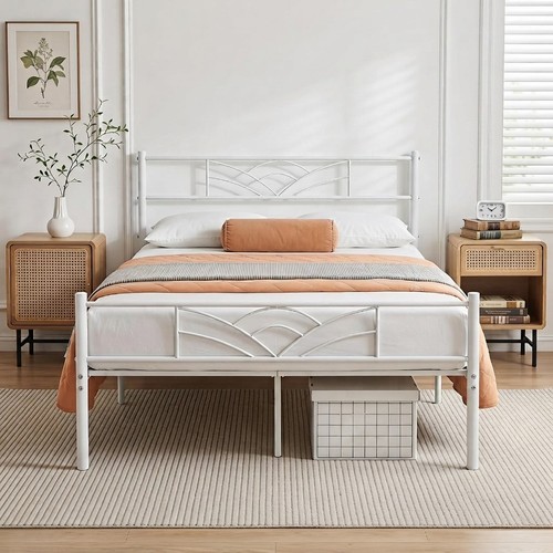 Modern 4ft white double bed - 4ft,