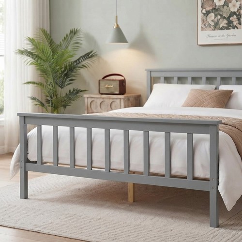 Modern white pine double - pine, bed