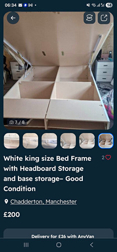 White king storage bed frame - king,