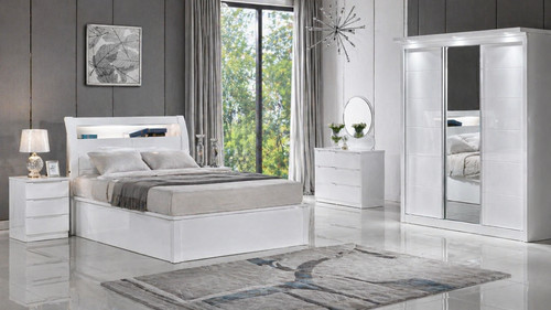 White gloss ottoman - white,