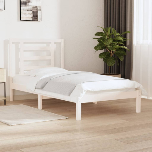 Bed frame white solid pinewood - solid,