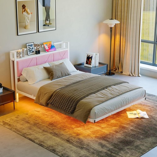 Floating double bed frame with - double,