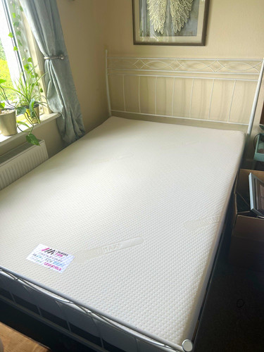 White metal double bed frame - metal,
