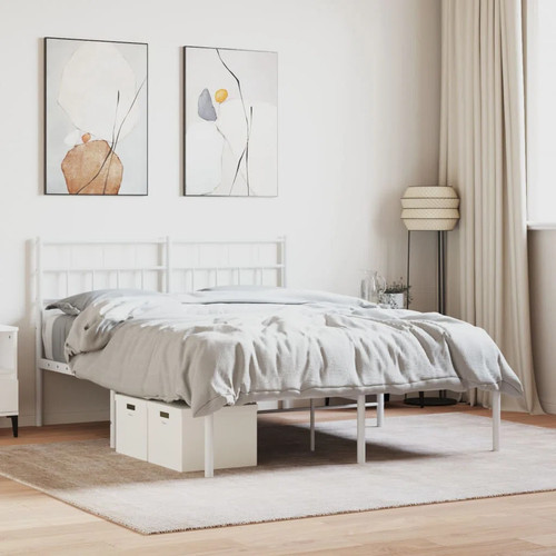 Solid metal bed frame white - solid,