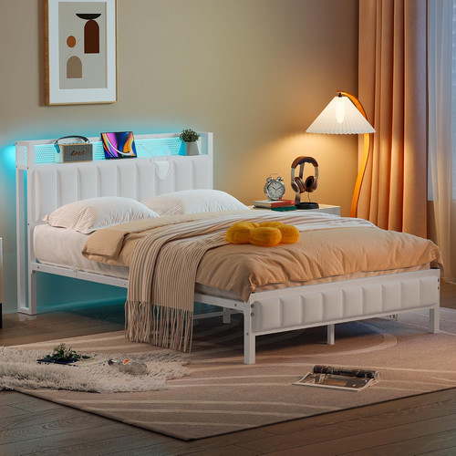 Double bed frame with storage - bed,