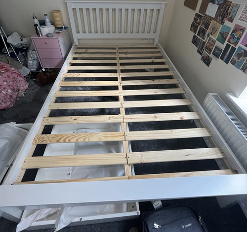 White painted wooden double - white,
