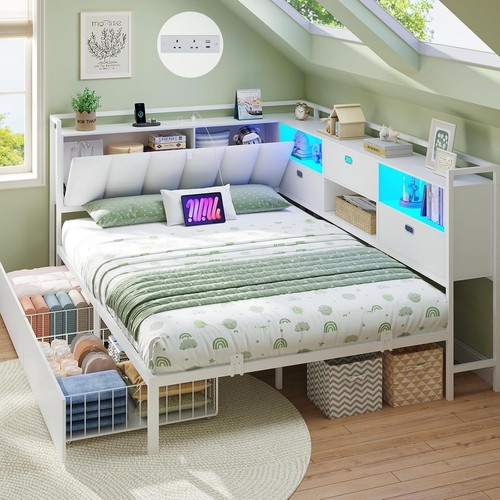 Shaped corner double - l-shaped, bed