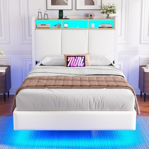 Floating single bed frame with - single,