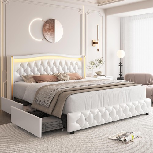 4ft6 upholstered double bed - double,