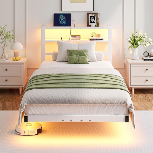 Floating single bed frame with - single,
