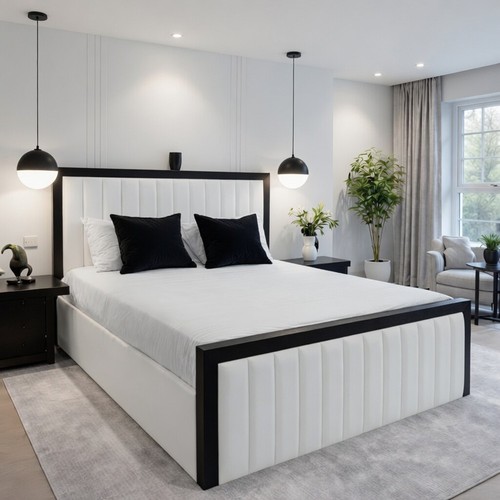Luxury panelled bed velvet - bed,